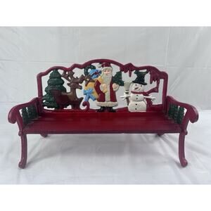 Dept 56 Cast Iron Wood Miniature Santa Christmas Doll Bench 15 Winter Decor